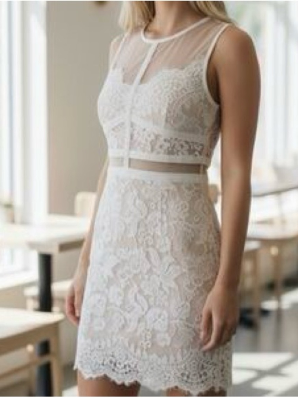 Forever 21 Cream Backless Cut Out Sheath Dress